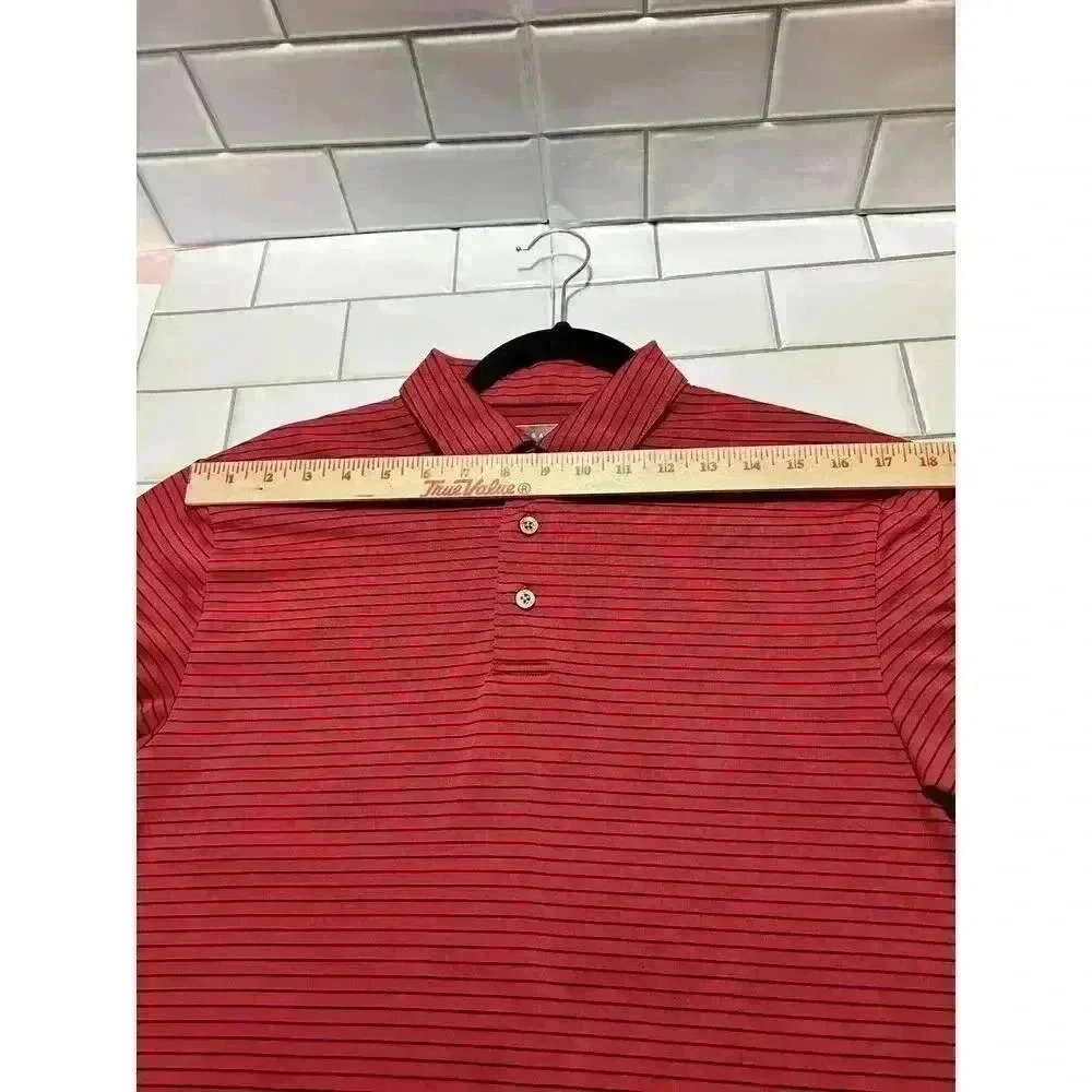 PGA Tour S Men's Polo Striped Golf Shirt Short Sleeve Red And Black Stripping - Picture 4 of 8
